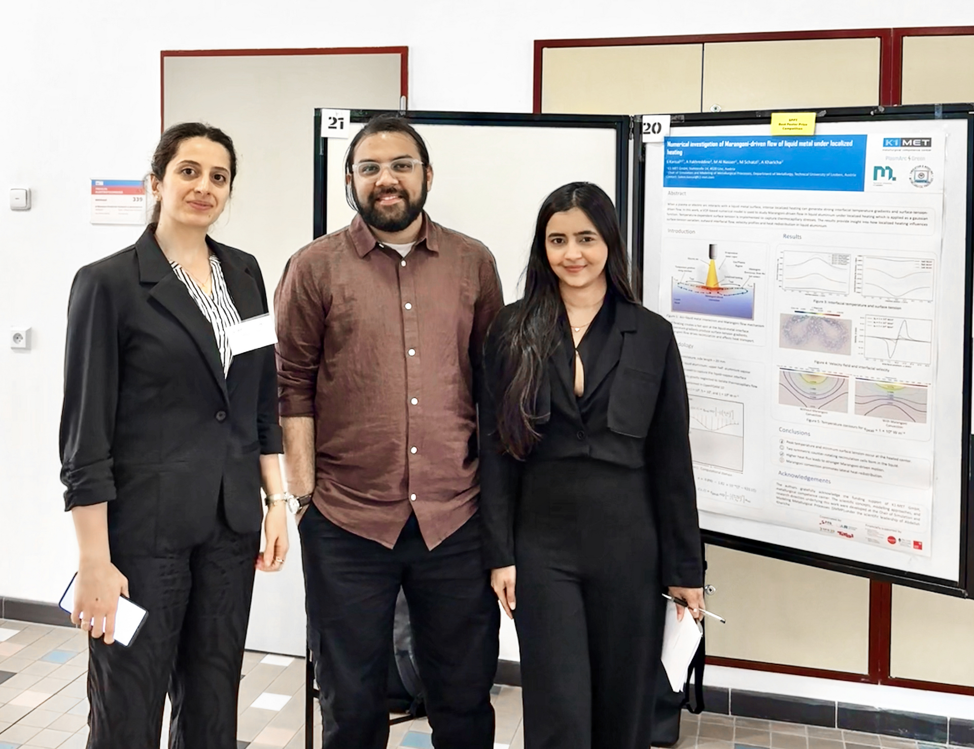 Foto von links nach rechts: Hamideh Hassanpour, Mohammad Faiz Khan und Saloni Kansal (K1-MET GmbH)
