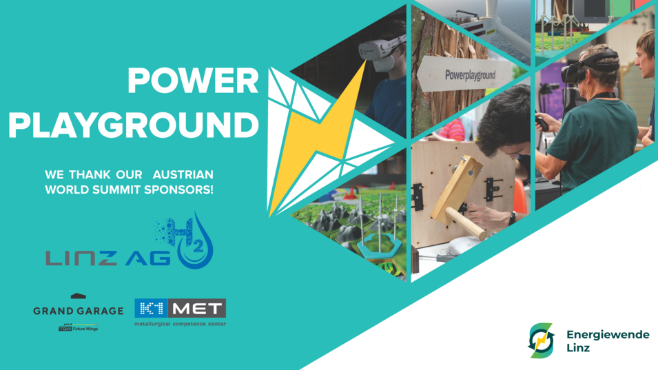 Powerplayground. We thank our Austrian World Summit Sponsors. Energiewende Linz. (Copyright: Energiewende Linz)