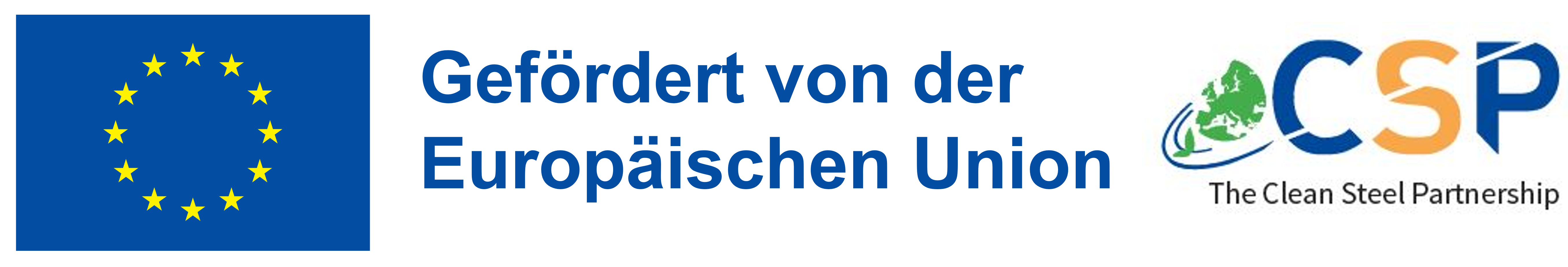 Fördergeber Europäische Union, Clean Steel Partnership Logo Fördergeber Europäische Union, Clean Steel Partnership Logo